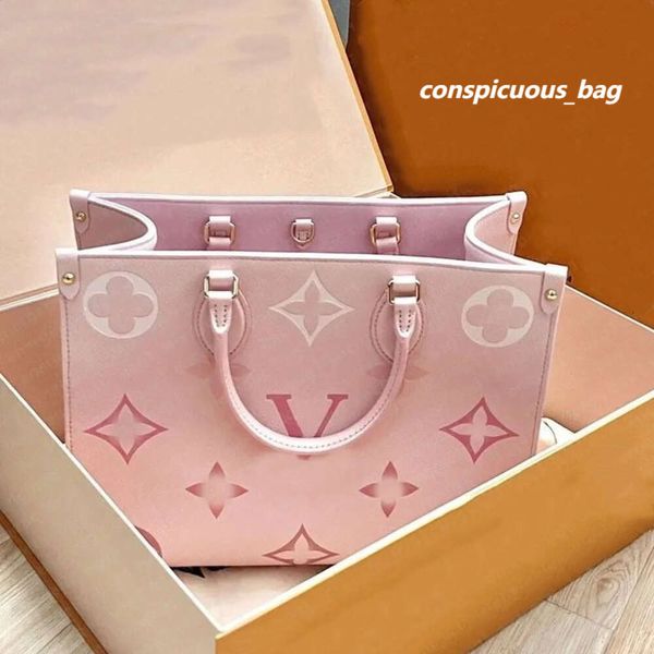 2024 bolsas femininas de luxo moda compras impresso bolsas designer alta qualidade tote flor em relevo rosa clássico bolsa ombro