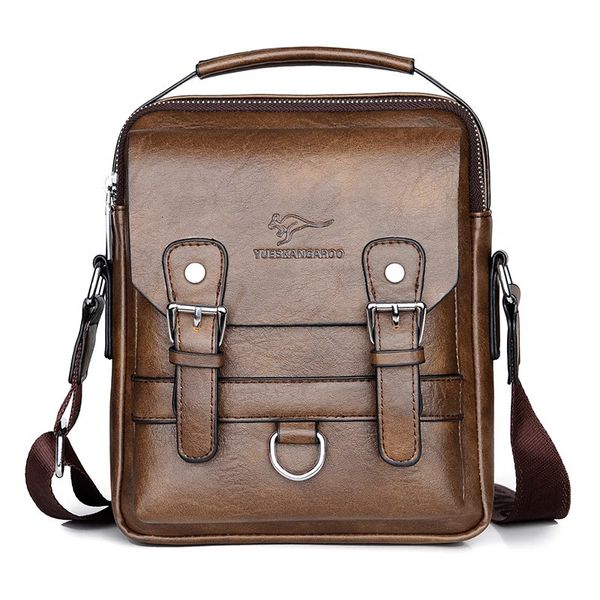 Kanguru lüks marka erkek omuz çantası vintage messenger deri erkekler çanta puleather crossbody çantaları 240119 için
