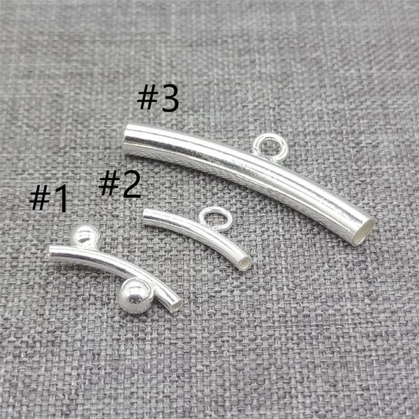 Lose Edelsteine, 10 Stück, gebogene Röhrenperlen aus 925er Sterlingsilber mit Bügel-Abstandshaltern für Armband-Halskette