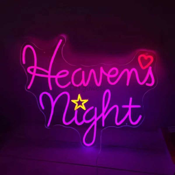 LED Neon Sign Heavens Night Insegne al neon Sala giochi Decor Camera da letto Appesa Lampada da notte Festa Vacanza Regalo fresco Neon Decorazione acrilica Segno YQ240126