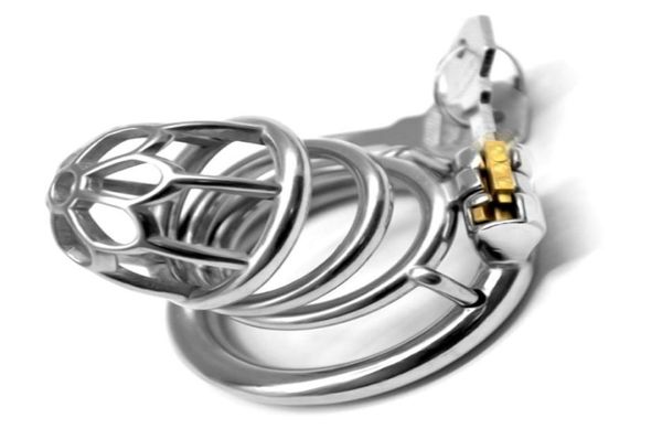 Dispositivos Masculino Penis Lock Aço Inoxidável Cinto Metal Gaiola Para Homens Penis Anéis BDSM Bondage Sex Products7773301