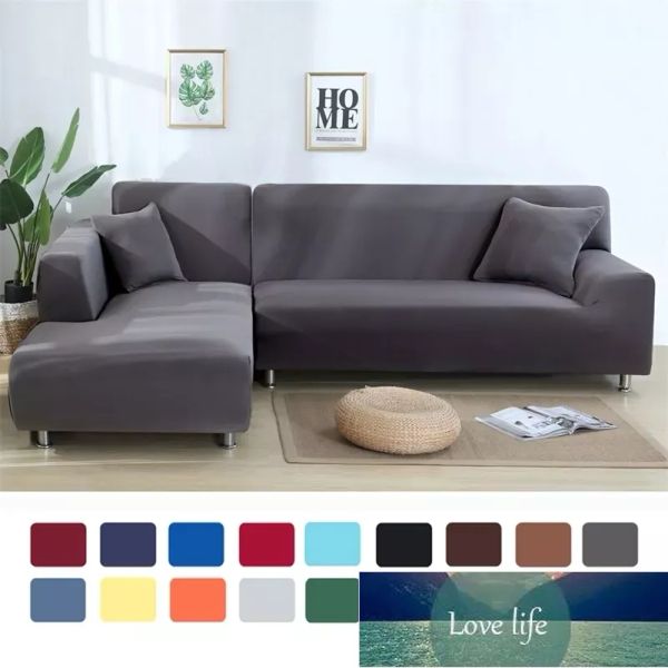 Capas de sofá de canto de cor sólida para sala de estar, capas elásticas de elastano, toalha de sofá elástica