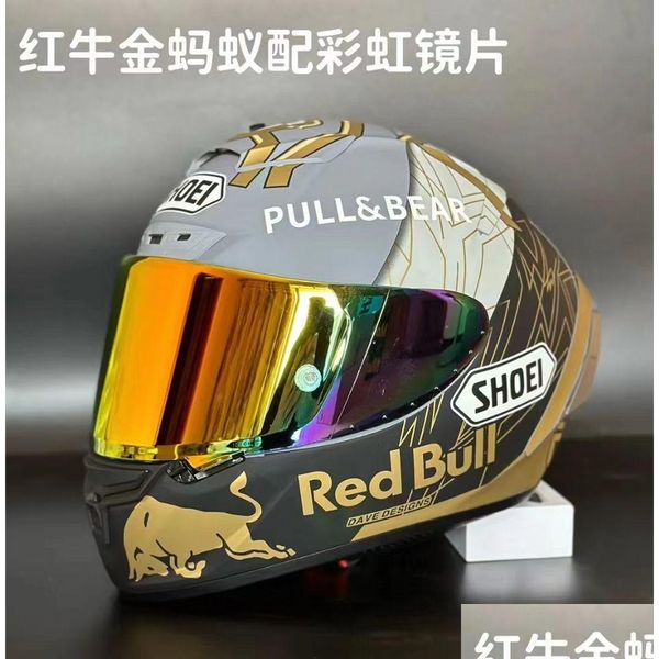 Pattini Caschi Moto Fl Face Shoei X 14 Spirit Iii Special Fourteen Edition Racing Red Gold Ant 230421 Drop Delivery Sports Outdo Othsu