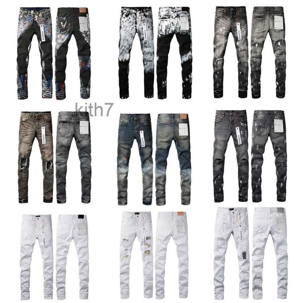 Designer Roxo Marca Jeans Homens Mulheres High Street Wash Denim Bordado Zipper Botão Slim Straight Leg Jeans Clássico Moda Street Wear Luxo Hipster 5MCP