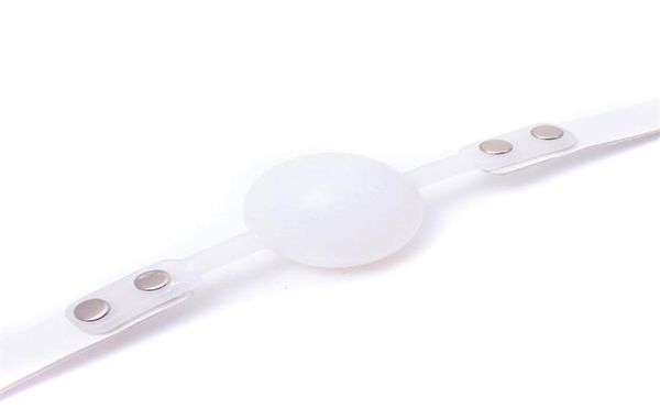 Bocca a sfera grande Gag D48CM Bocca a sfera in silicone bianco Gag PU Bondage in pelle Restraint Bocca Plug Fissazione orale Giocattoli adulti del sesso1425250