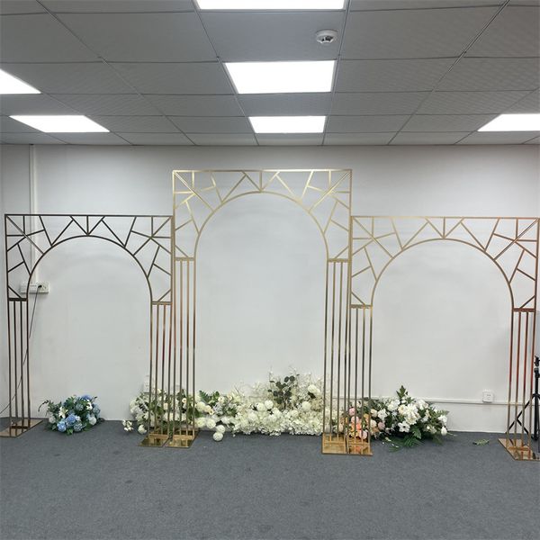 UM CONJUNTO DE 3 PCS Cenário Arco de Casamento Fundo Flor Suporte Festa de Aniversário Balão Ao Ar Livre Forma Irregular Suporte Decoração de Luxo