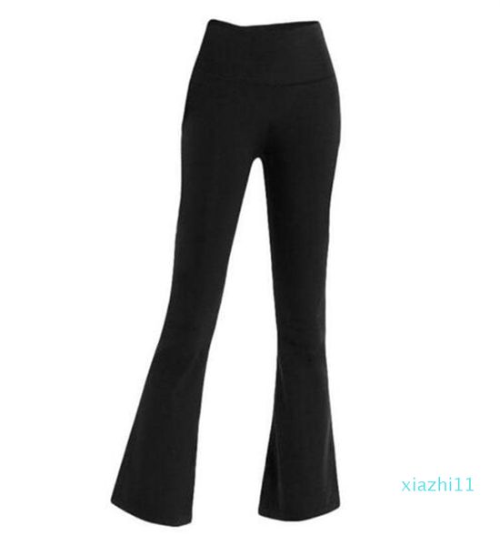 Damen-Yogahose, elastische Bein-Leggings, Schlaghose, einfarbig, nackt, sportlich, formend, eng anliegend