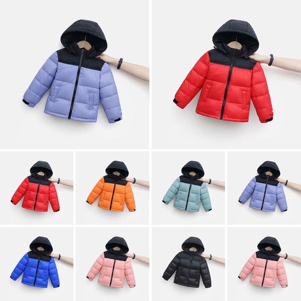 Luxo crianças casacos meninos para baixo casaco meninas designer roupas de inverno roupas de bebê com capuz fasion jaqueta grossa quente outwear brilhante vermelho azul preto 2024