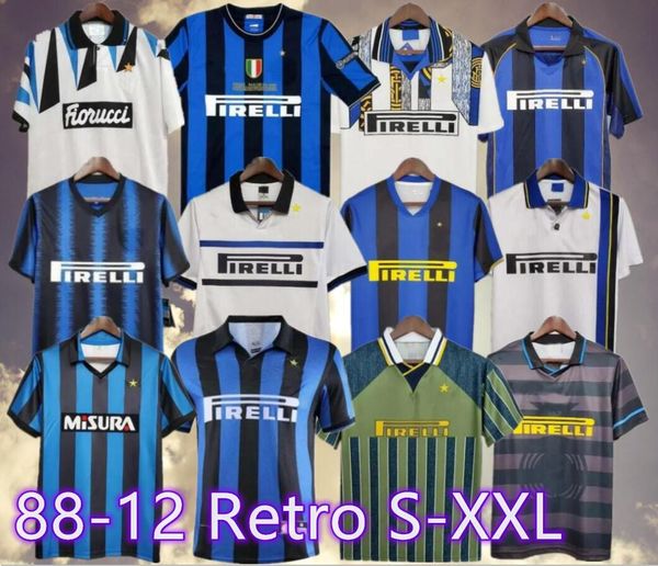 InterS Milans Retro camisas de futebol RONALDO MILAN ADRIANO 1997 98 99 00 01 02 03 04 05 07 08 09 2010 finais MILITO SNEIJDER J.ZANETTI Eto'o camisa de futebol clássica vintage