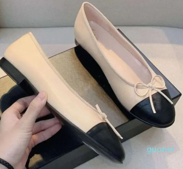 Ballet flats sapatos clássicos femininos de couro básico tweed cor emendado arco dedo do pé redondo sapatos nus das mulheres tênis pescadores sapato 2024