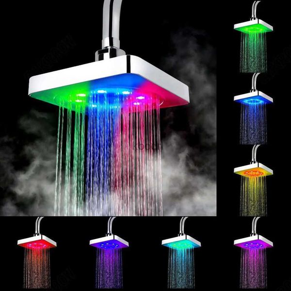 Badezimmer-Duschköpfe, LED-Duschkopf, keine Batterien, quadratisch, fester Duschkopf, Regen-Top-Spray, 3 Farben, Temperatursensor, 7 Farben, allmählicher Wechsel, YQ240126