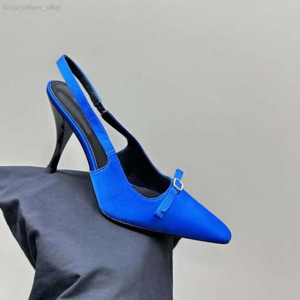 Sandálias de marca de designer mulheres salto alto moda de alta qualidade cetim sapatos de designer de luxo casual tornozelo cinta fivela arco decoração sandálias estilingues
