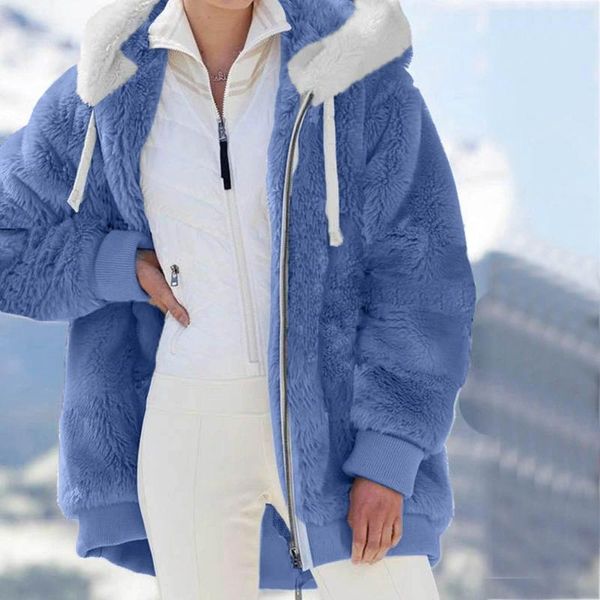 Jaquetas femininas 2024 inverno plus size longo casaco de pelúcia para mulheres quente grosso velo falso casaco de pele mulher de lã de pelúcia outwear chaquetas