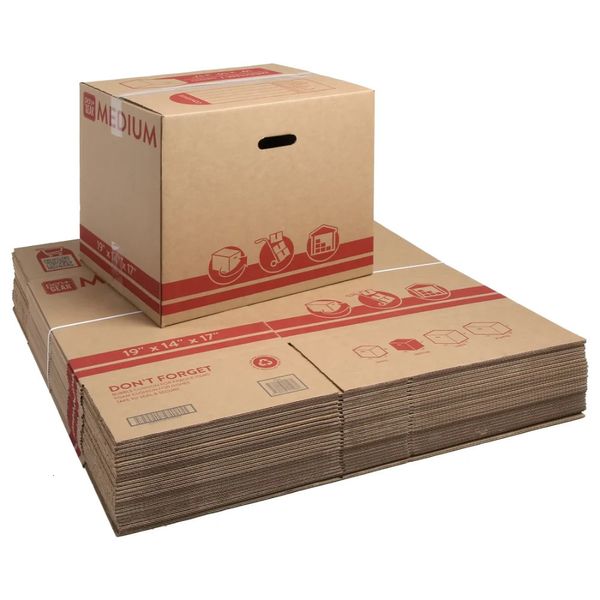 Передвижные коробки для хранения PenGear среднего размера из переработанной упаковки, 19 дюймов в длину x 14 дюймов в ширину x 17 дюймов в высоту, крафт-бумага, 25 штук 240125