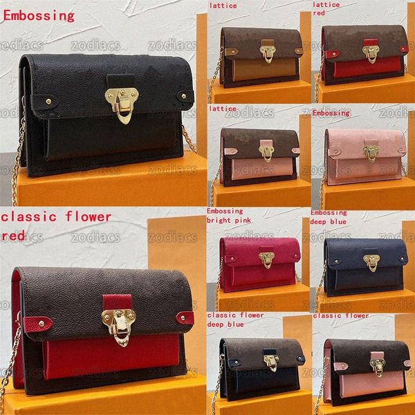 Vavin zinciri cüzdan tasarımcı crossbody çanta flip el çantası vavin bb çanta pm cüzdan büyük fermuarlı jeton cebi kapanma altın rengindeki kilidi klasik kabartmalı baskı pocke içinde