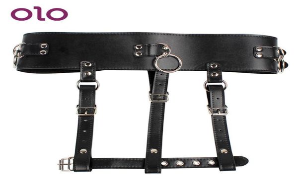 Olo, masturbador feminino, cinto de orgasmo forçado, cinta de couro pu, sm, bondage, brinquedos sexuais para mulheres, suporte de varinha mágica y1912035512689