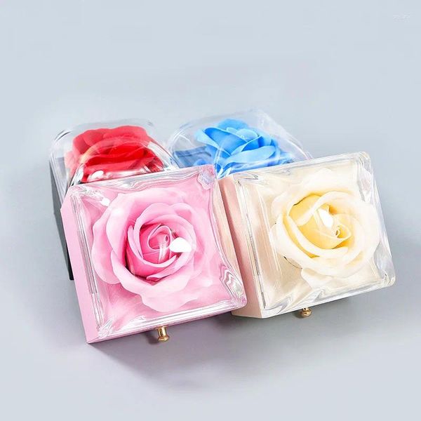 Sacchetti per gioielli Cassetto romantico con fiori di rosa Confezione regalo per San Valentino Anello Collana Conservazione Bomboniere per fidanzamento nuziale