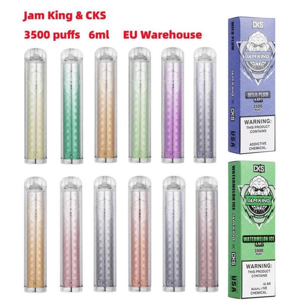 E-Zigarette JAM KING CKS Puff 3500 Einweg-Vape-Stift 6 ml Saftgeschmack Mesh-Spule Kindersicherung Eingebautes intelligentes Display Leistung einstellbar im Vergleich zu Randm Mrvi Razz Bar Bang 5k