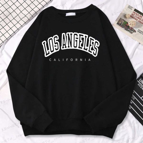 Moletons masculinos Moletons Street Trend Womens Pullovers Los Angeles Califórnia Carta Impressão Hoodies Quente Fleece Crewneck Macio Roupas Femininas T240126