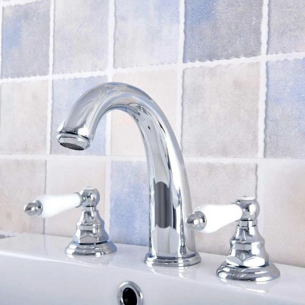 Badezimmer-Waschbeckenarmaturen, Chrom-Messing, weit verbreiteter Wasserhahn, Deckmontage, Küche, Kaltwasserhähne, Dnf536
