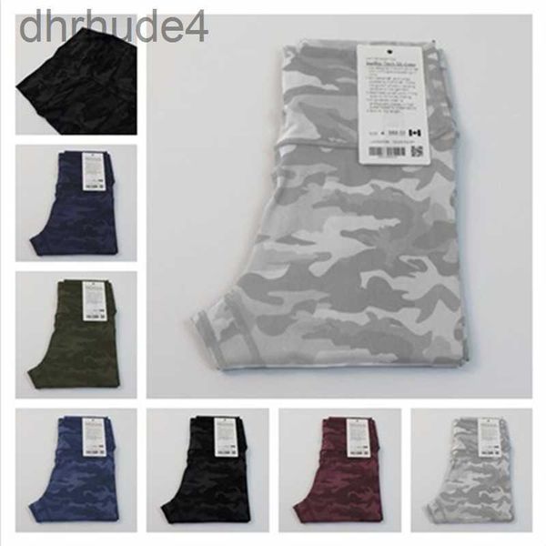 Lu-001 Leggings femininas para ioga sem costura estampa camuflada para mulheres cintura alta elástica calças de ginástica justas push-up calças esportivas mais vendidas limão 6CZN