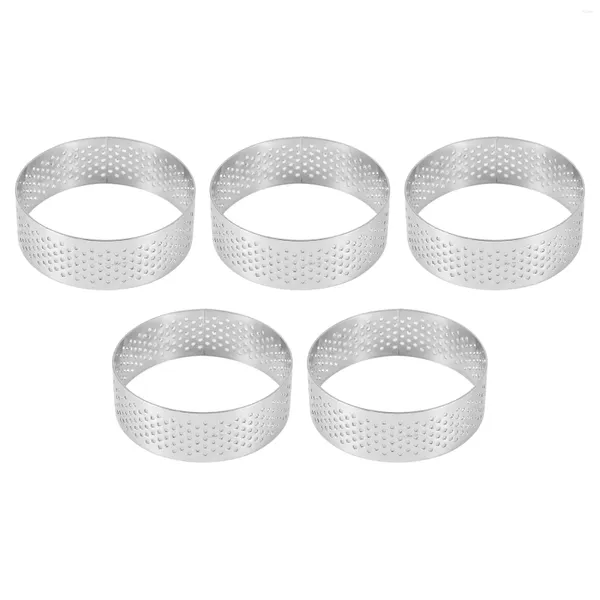 Backwerkzeuge 5 Stück 6 cm kreisförmiger Tortenring Dessert Edelstahl Perforation Obstkuchen Quiche Kuchen Mousse Form Küchenform