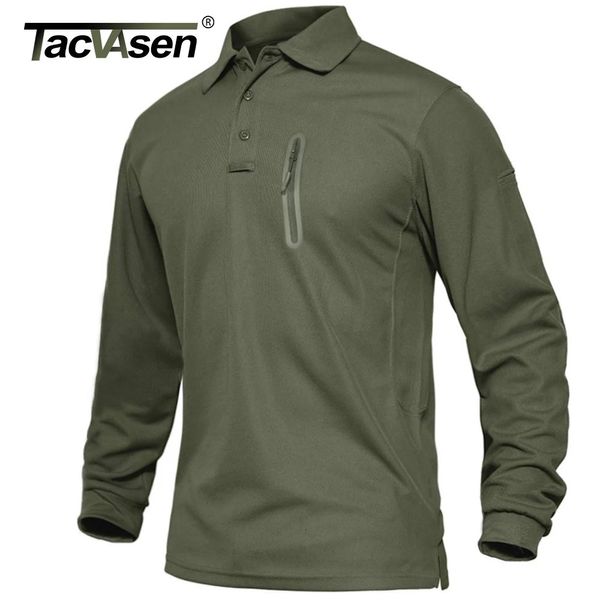 Fermuar cepleri ile tacvasen taktik iş tişörtleri erkek uzun kollu premium polos tişörtleri gündelik golf sporları tshirts üstleri 240124