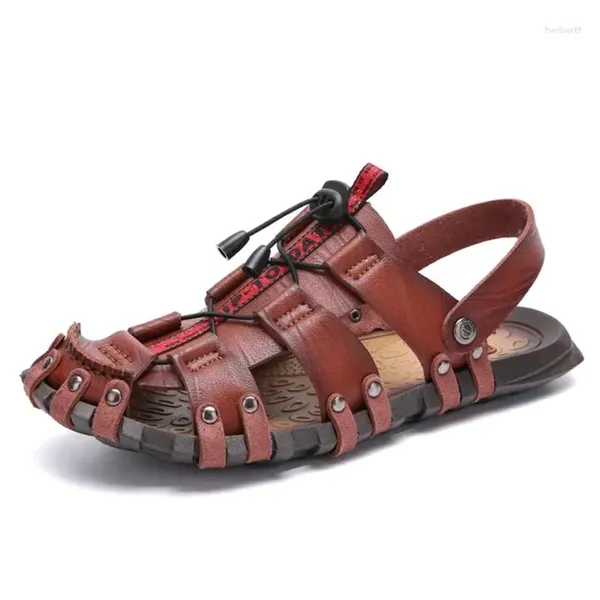 Sandalen Herren Leder Herren Sommerschuhe Freizeit Hausschuhe Flip-Flops Bequeme Schuhe Weiche Sandale