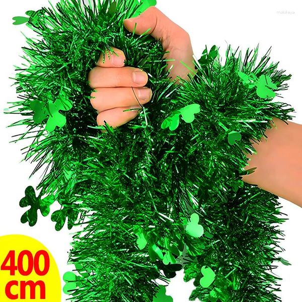 Flores decorativas 2/4m verde guirlandas trevo flor fita sorte grinaldas de palha casa parede porta pendurado pingente decoração festiva festa