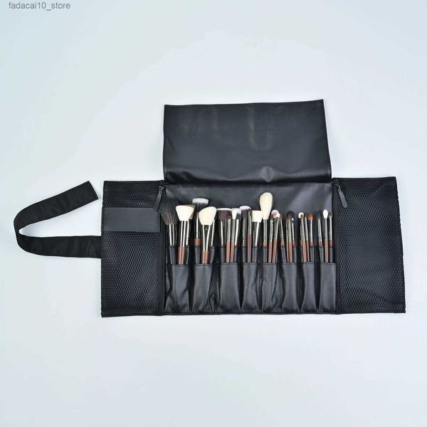 Makyaj fırçaları 24 cep siyah çok fonksiyonlu makyaj fırçaları çanta profesyonel kozmetik aletler depolama tutucu fırçalar için sakat