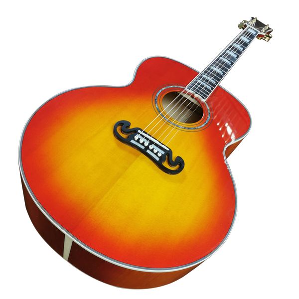 43 Chitarra acustica J200 con armadio grande in legno massello di abete rosso Sunburst Flame Maple