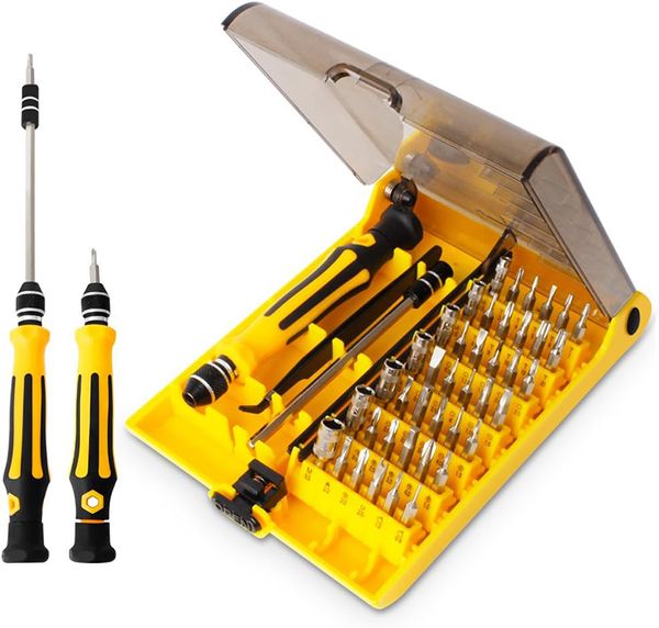 Set mini cacciaviti 45 in 1, set di strumenti per punte Torx VCOO, kit di cacciaviti di precisione piccoli con asta di prolunga per pinzette per riparazione o manutenzione