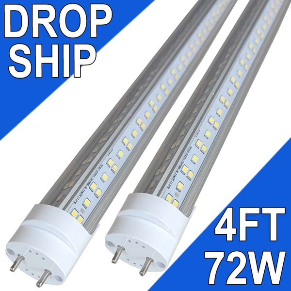 4FT 72W T8 LED tubo luz branca luz do dia 6500k 4' lâmpadas LED garagem armazém loja luz lastro bypass base G13 AC100-277V tampa transparente celeiro Workbenck usastock