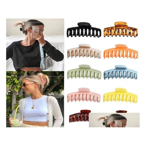 Fermagli per capelli Barrettes Clip per artigli in tinta unita Barrette grandi Chele di granchio Bagno Coda di cavallo per donne Accessori per ragazze Consegna a goccia Gioiello Ot8Qj