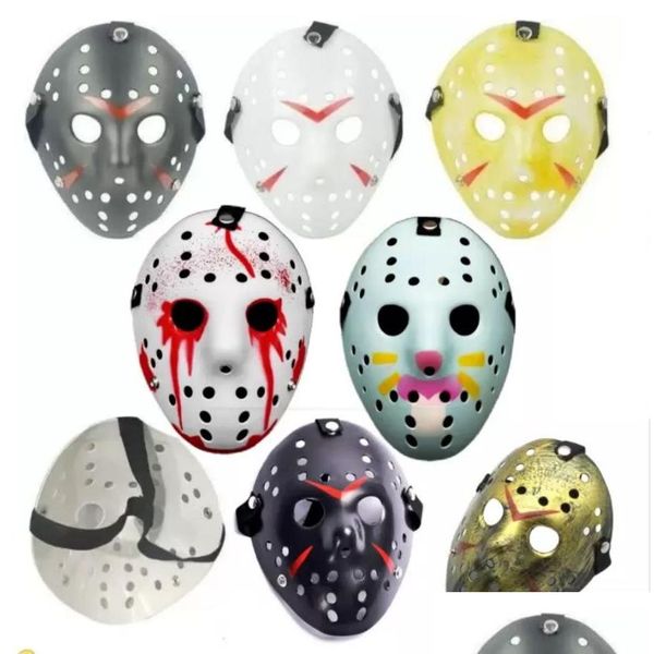 Máscaras de festa 6 estilo fl face masquerade máscaras jason cosplay skl máscara vs sexta-feira horror hóquei halloween traje assustador fy2931 bb1202 drop dhsbu