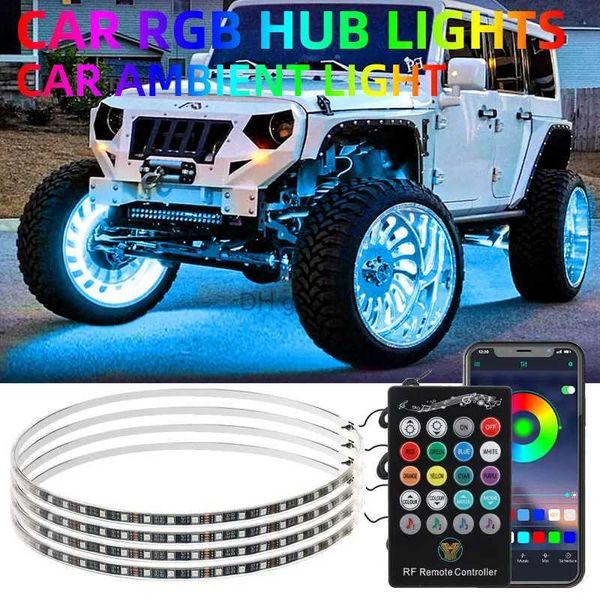 Sinal de néon LED cor ilusória rgb luzes de contorno do carro luzes de néon veículo atmosfera luz auto pneu lâmpada decorativa rgb barra de luz luz YQ240126