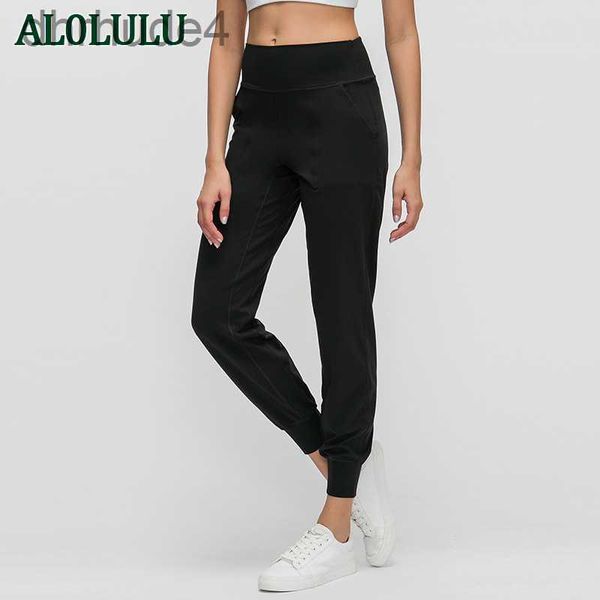 Al0LULU Yoga Pantolon Kadın Yüksek Bel Tayt Sporları Koşu şekillendiren Pantolon Kürü Artı Boyut Pembe Siyah Jogger Sweetpants Eğitim Fitness S5AT