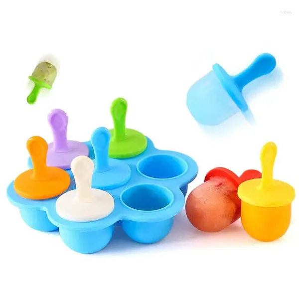 Moldes de cozimento cavidades silicone recipiente de comida para bebê moldes de picolé de sorvete com varas coloridas barra sobremesa geléia fabricante