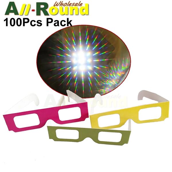 100 шт. в упаковке 3D бумажные призмы дифракция радуга фейерверки очки для лазерных шоуRavesLights на год рождественские праздники 240124