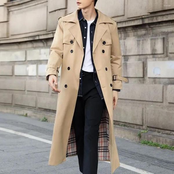 Мужские куртки мужские длинные повседневные пальто без пола 2024 осень-зима мода британский стиль темперамент тонкий ретро сплошной цвет куртка унисекс