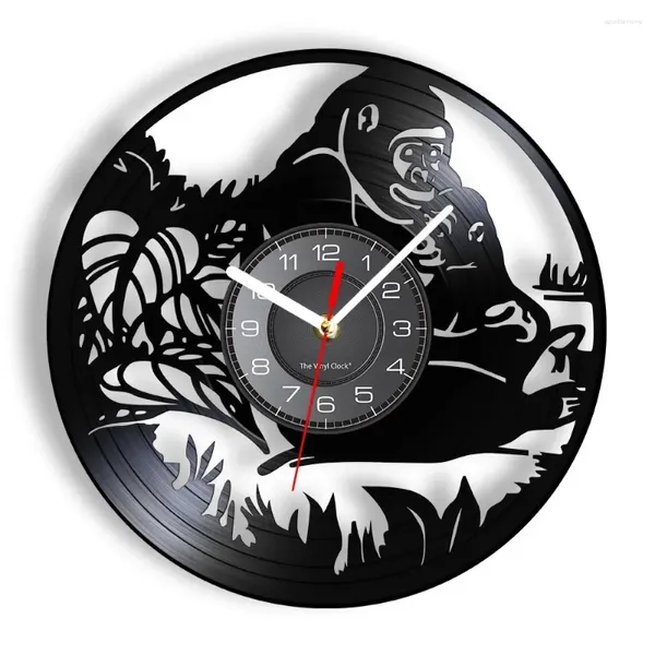 Настенные часы, часы с изображением обезьян в джунглях, винтажные часы в стиле сафари, искусство животных, подарок для детей, декор для детской комнаты, часы