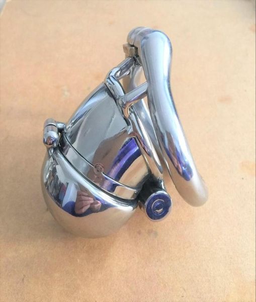 China New Double Lock Design Edelstahlgürtel Männliches Gerät Metall Penis Lock Cage Ring Sexspielzeug für Männer8921216