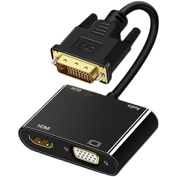 Кабель DVI к HDMI VGA Высокоскоростной 24 + 1-контактный штекер к VGA 15-контактный гнездовой кабель HDTV-адаптер Конвертер Разъем Позолоченный для ПК Ноутбук Mac OS Окно ТВ-бокс