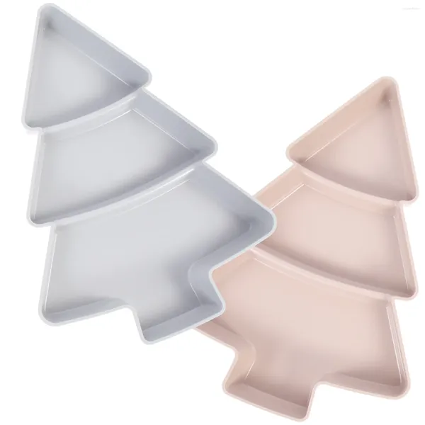 Set di stoviglie per albero di Natale, piatto per snack, vassoio per caramelle, vassoio multi-griglia per frutta secca per decorazioni