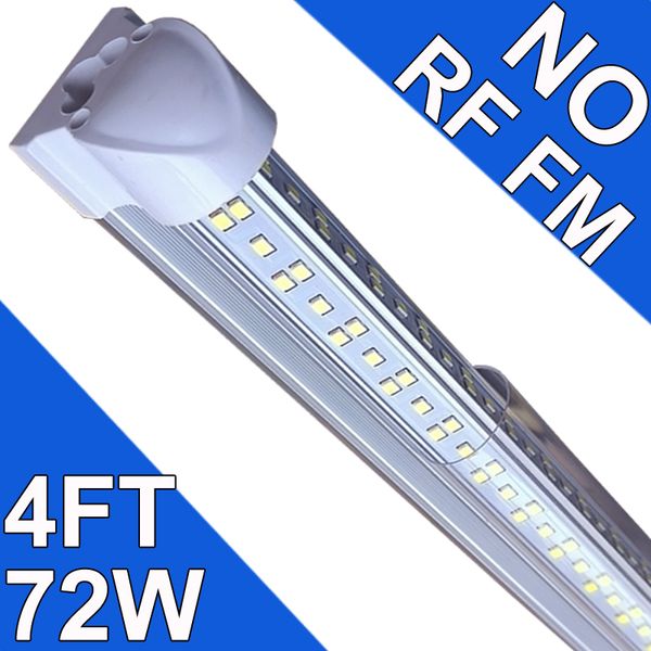 Confezione da 25 luci per negozio LED T8 4FT 72W 6500K luce diurna bianca collegabile NO-RF RM LED luci a tubo integrate con copertura trasparente, luci a barra LED per garage, banchi di lavoro per scuole usastock