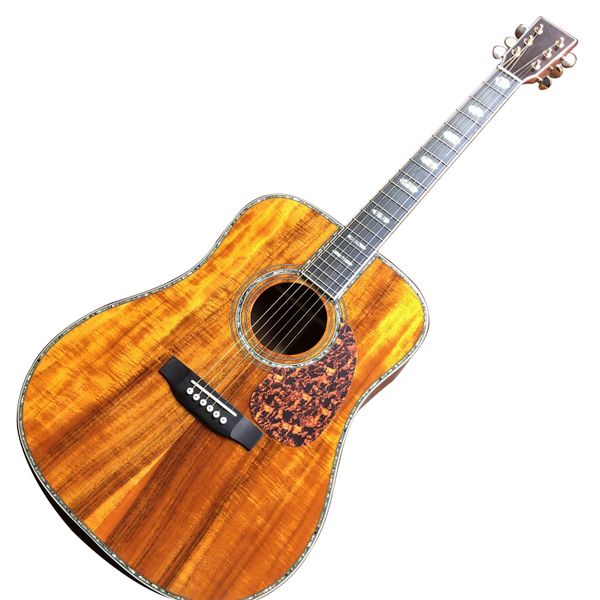 Kostenloser Versand, Koa-Holz-Folk-Gitarre, echte Abalone, 41 Modell D-Modell, rotes Sandelholz-Schlagbrett, Akustikgitarre