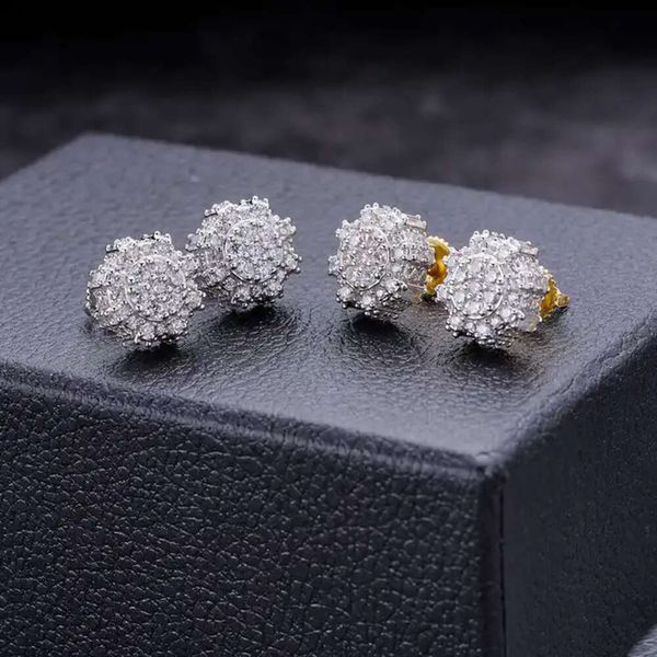 Bestehen Sie den Diamanttester. Koreanischer Modeschmuck, 925er-Sterlingsilber, luxuriöse Iced-Out-Zirkon-Blumen-Ohrstecker