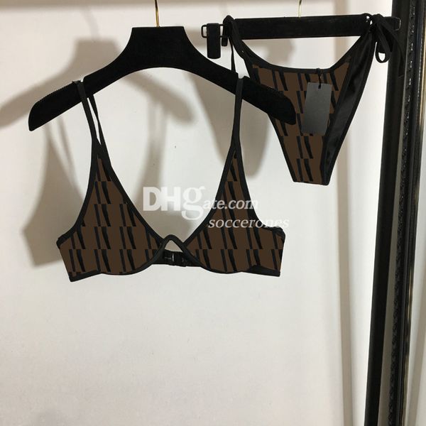 Retro impresso conjuntos de biquíni sexy corrente maiô duas peças biquíni designer banho meninas beachwear feminino maiô
