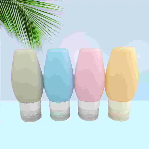 Garrafas de armazenamento 4pcs Silicone Travel Set 60ml Recarregáveis Portáteis Recipientes de garrafa de tubo vazio com tampa para loção shampoo