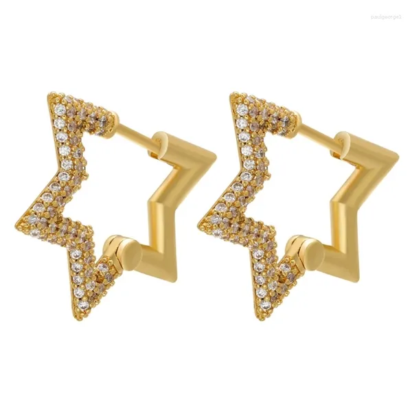 Brincos de argola elegantes em forma de estrela com zircônia, clipes de orelha, adorno de joias de punho moderno, gota